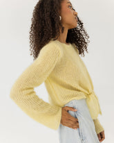 Skraistas: Butter Yellow Silk & Mohair Cropped Cardigan